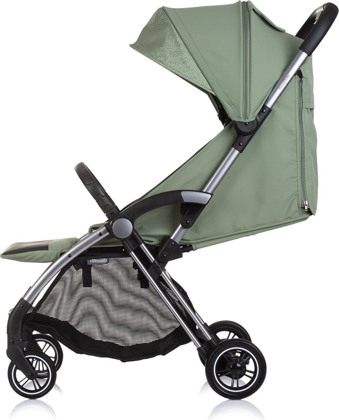 Chipolino Kinderwagen Illusion klappbar, verstellbare Fussstütze, Federung, Korb grün, grün