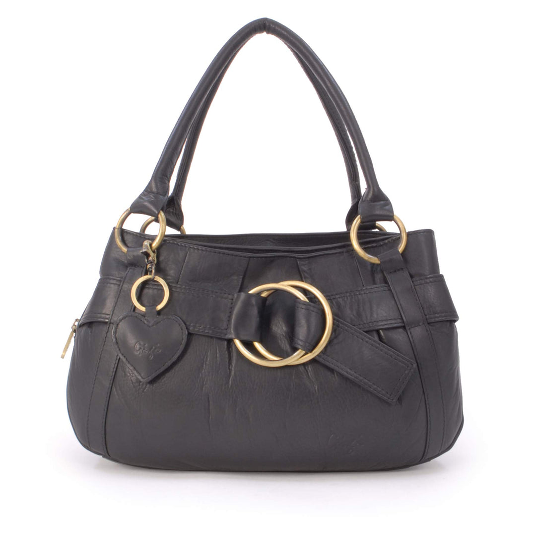 Gigi - Leder - Damenhandtasche/Schultertasche - OTHELLO 4466" Schwarz, Schwarz