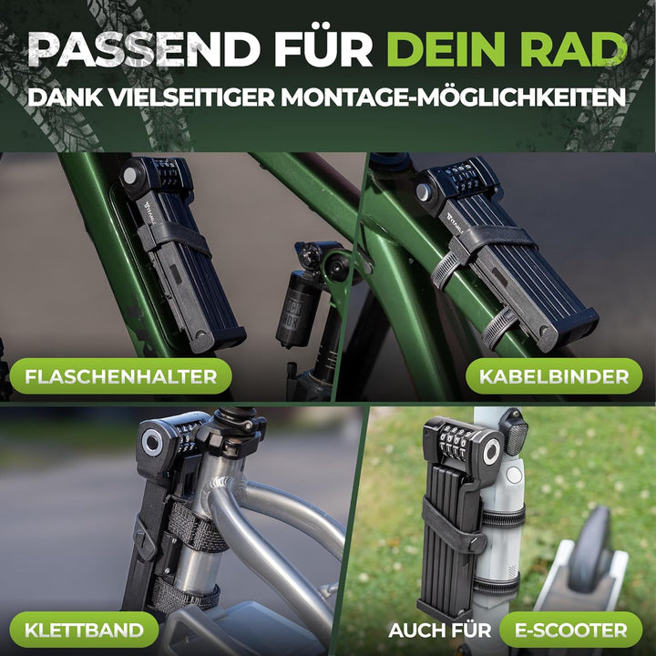 TITANLOCK Fahrradschloss Faltschloss Diebstahlsicher [Individueller Pin] Zahlenschloss Schnelle + Le