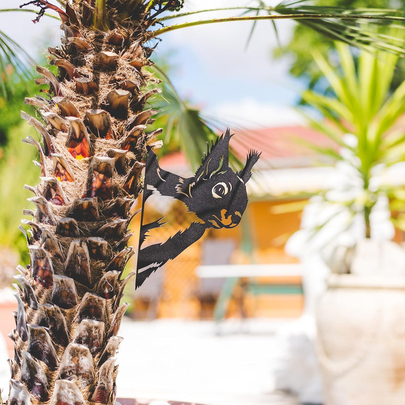 Baumstecker, Eichhörnchen in Matt Schwarz - Gartendeko für Draussen aus wetterfestem Stahl. Schöne G