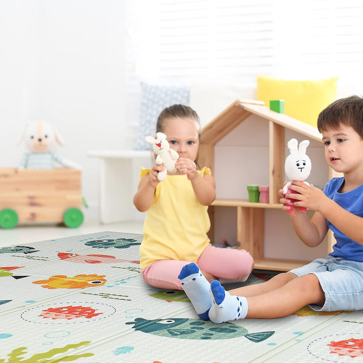 CCLIFE Krabbelmatte Spielmatte Baby Schadstofffrei 196x176x1cm Faltbar Spielunterlage Spielteppich G