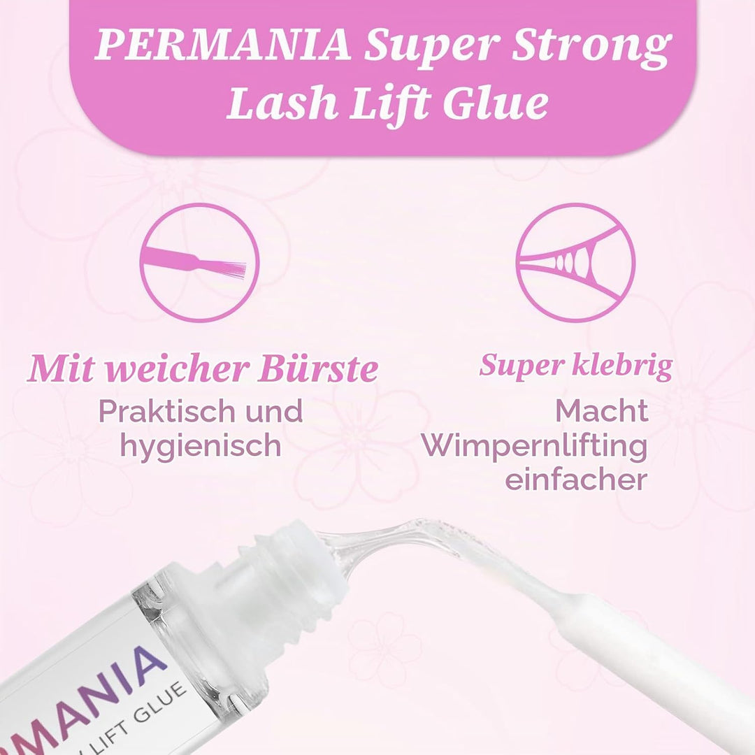 PERMANIA Wimpernlifting Set, Korean Lash Lifting Set, Tuben Design | Pflegende Formel, 2-in-1-Wimper