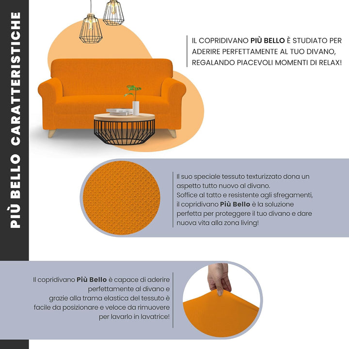 Italian Bed Linen Sofa-Schonbezug “Più Bello”, Orange, 2 PLÄTZE 2 PLÄTZE Orange, 2 PLÄTZE Orange