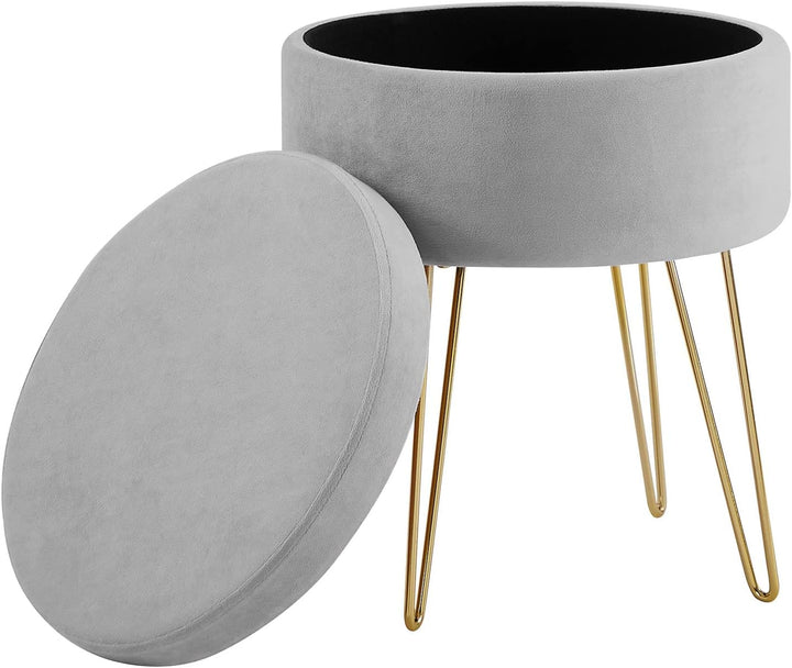 Zedelmaier Runder Sitzhocker Schminktisch Hocker Ottoman Gepolsterter Hocker Abnehmbarer Bezug Metal