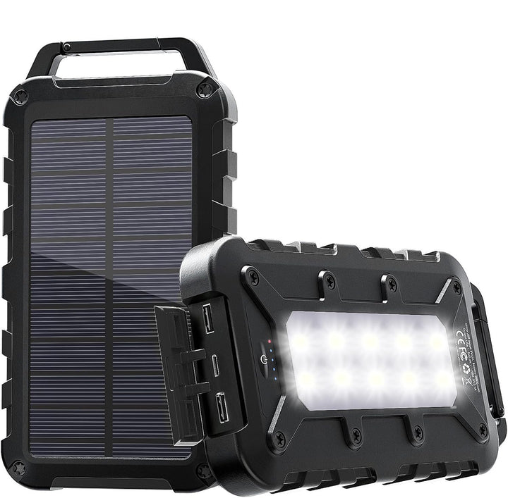 Solar Powerbank 10000mAh PD 22.5W Tragbares Solar Ladegerät USB C Outdoor Wasserdicht Externer Akku