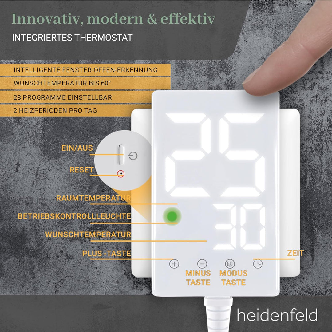 Heidenfeld Infrarotheizung HF-HP105 | 𝟭𝟬 𝐉𝐀𝐇𝐑𝐄 𝐆𝐀𝐑𝐀𝐍𝐓𝐈𝐄 - 400 Watt - Bis 10 m² - Infrarot Heizkörper