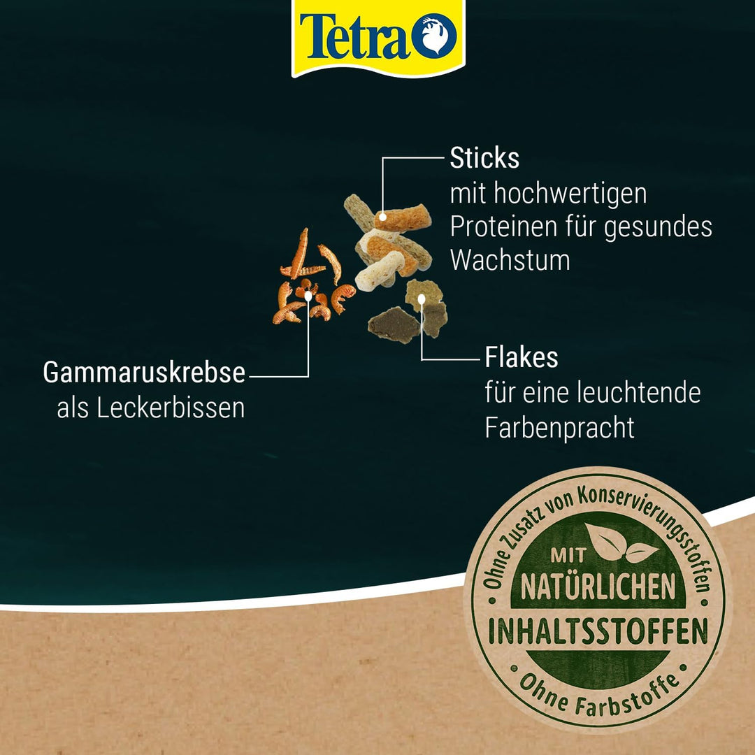 Tetra Pond Goldfish 3in1 Mix - Fischfutter-Mischung aus Flocken, Sticks und Gammarus für alle Goldfi