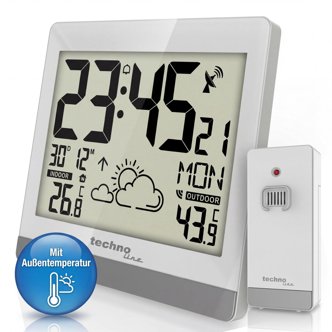 technoline WS8119 digitale Funkwanduhr mit Temperaturanzeige und Wettervorhersage