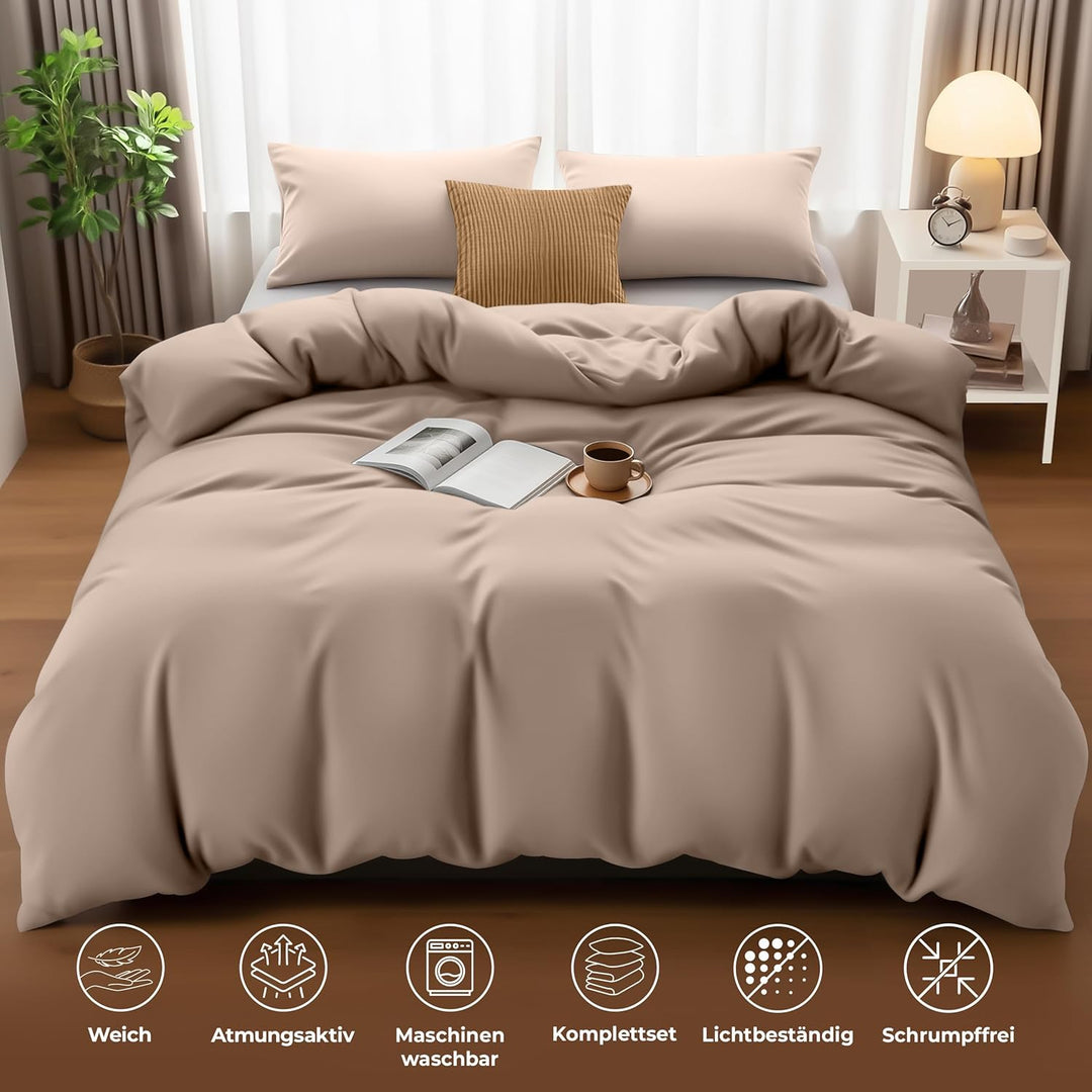 Utopia Bedding Bettwäsche 200x200 Set - Mikrofaser Bettbezug 200x200 cm + 2 Kissenbezüge 50x75 cm -