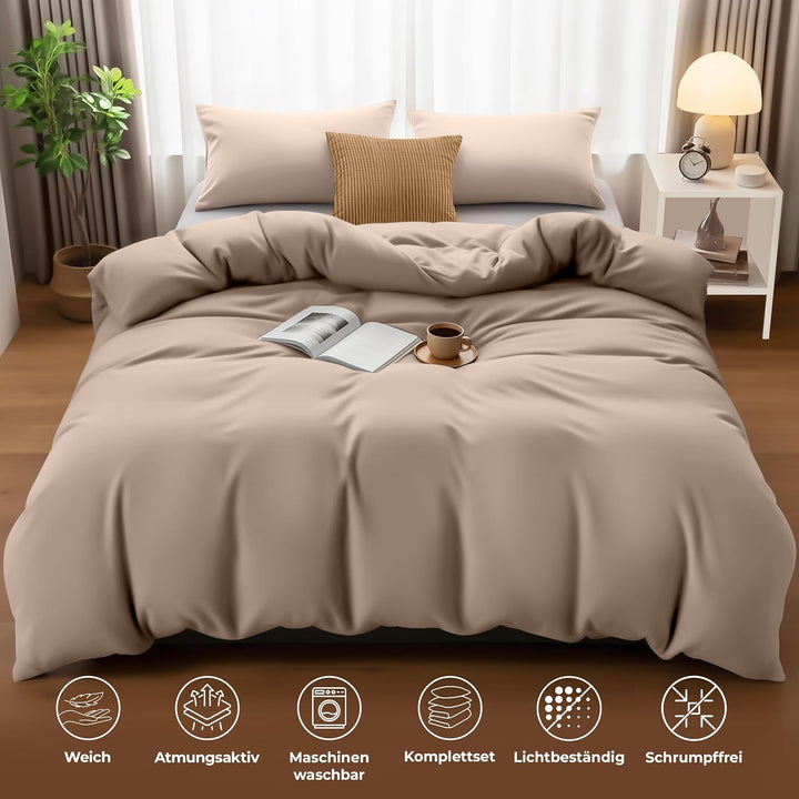 Utopia Bedding Bettwäsche 200x200 Set - Mikrofaser Bettbezug 200x200 cm + 2 Kissenbezüge 50x75 cm -