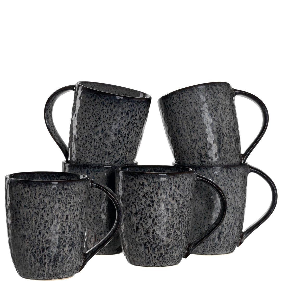 LEONARDO HOME 018563 MATERA 6er Set Becher, Keramik, anthrazit, Anthrazit