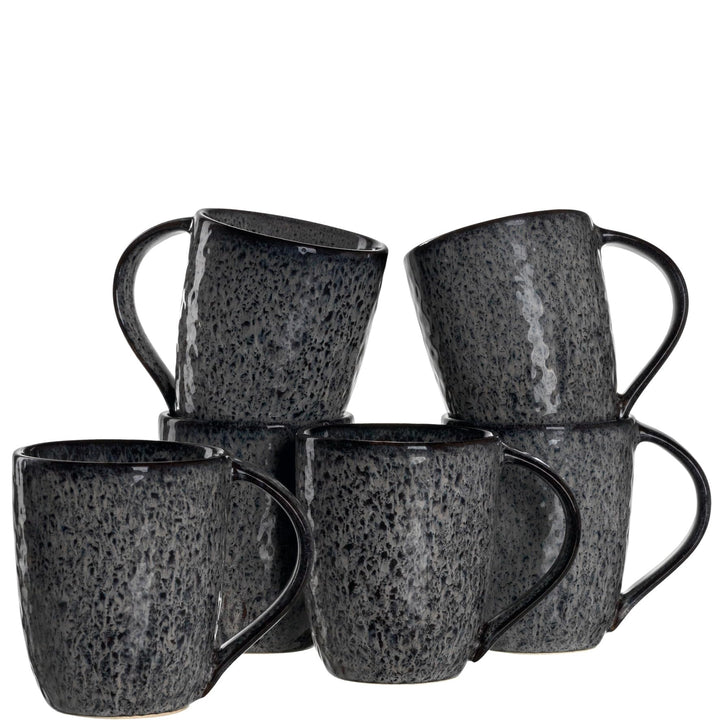 LEONARDO HOME 018563 MATERA 6er Set Becher, Keramik, anthrazit, Anthrazit