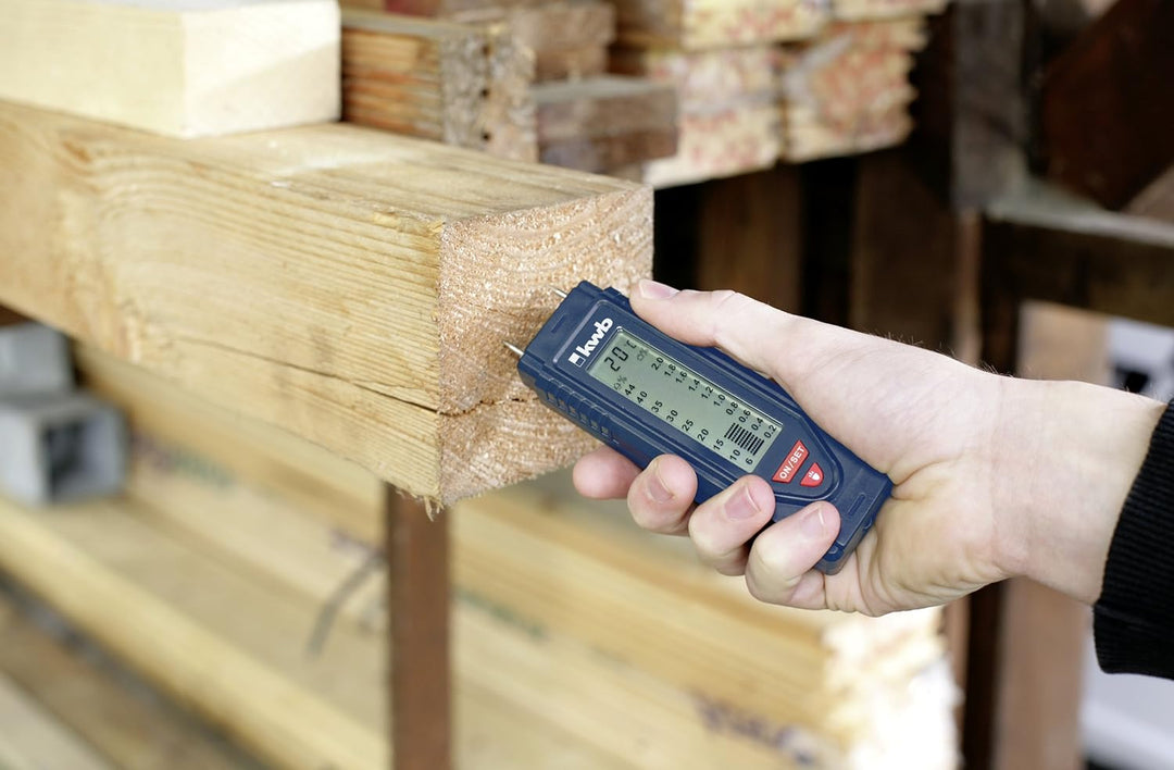 kwb Feuchtigkeitsmessgerät, perfekt als Holz-Feuchtemessgerät oder als Messgerät für Mauerwerk, inkl