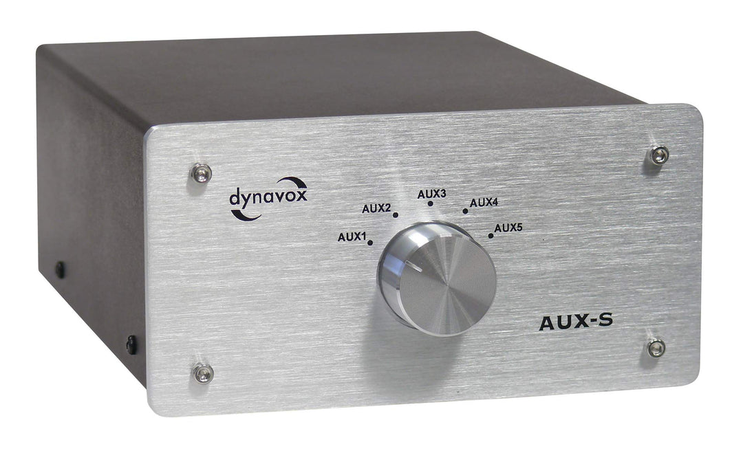 Dynavox AUX-S, Eingangs-Erweiterungs-Umschalter in Metallgehäuse mit 5 Cinch-Eingängen, für Stereo-