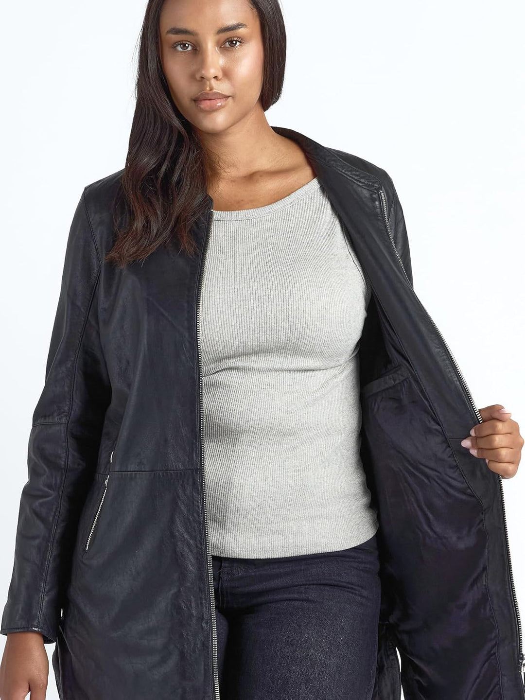 MAZE Damen Ledermantel 42023104 42 Schwarz, 42 Schwarz