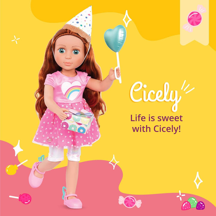 Glitter Girls Deluxe Geburtstag Puppe Cicely – Bewegliche 36 cm Puppe mit Geburtstagszubehör, Puppen