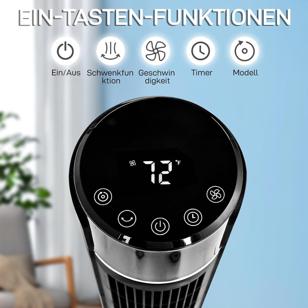 LEADZM Turmventilator mit Fernbedienung,Schwenkbarer Turm 90 cm,5 Gänge,Säulenventilator leiser Schl