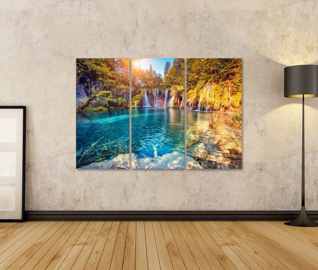 islandburner Bild auf Leinwand Plitvicer Seen Nationalpark Majestätische Aussicht Türkisfarbenes Was