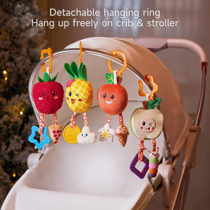 OR OR TU Baby Spielzeug 0 3 6 9 12 Monate Kinderwagenkette with Beissringen Glocke 4Stück Niedliche