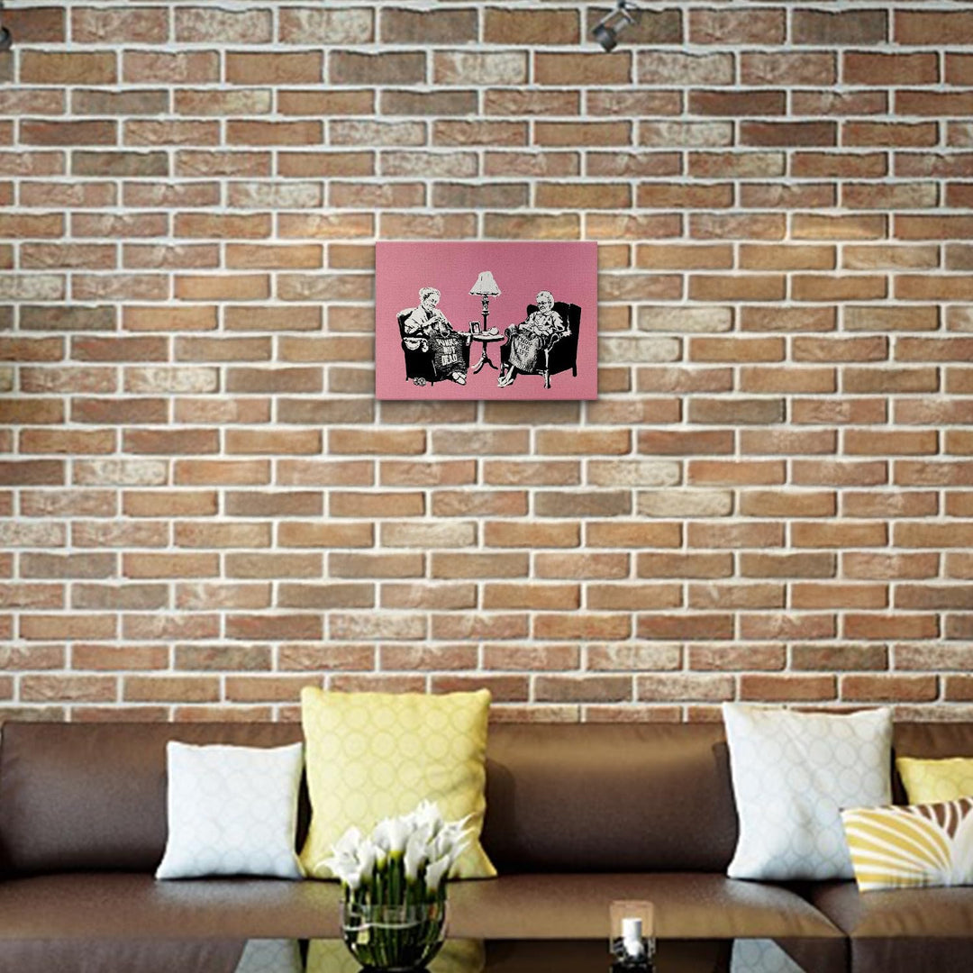 Giallobus - Gemälde - Banksy - - Standardleinwand - 50x35-24 - Nonne - Bereit zum Aufhängen - Modern