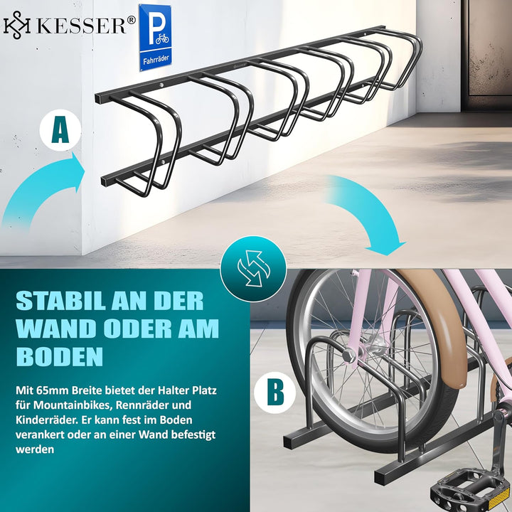 KESSER® Fahrradständer für 4 Fahrräder inkl. Parkschild | Mehrfachständer mit 37cm Radabstand für 30