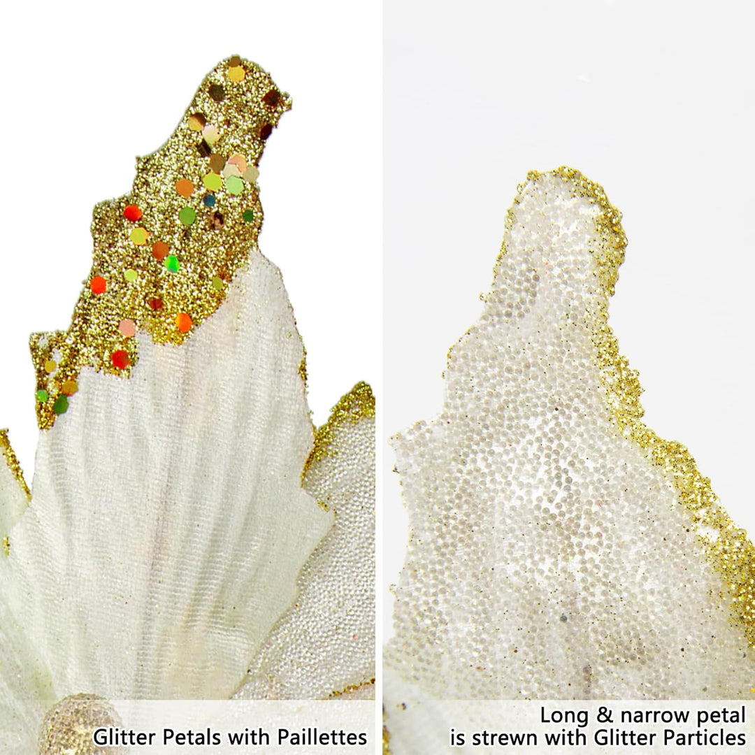 Briful 4 Stücke Weihnachtsstern Christbaumschmuck Kunstblumen Weihnachtsblumen Glitter Poinsettia Ku