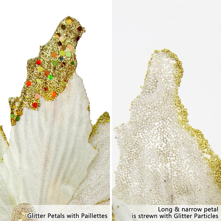 Briful 4 Stücke Weihnachtsstern Christbaumschmuck Kunstblumen Weihnachtsblumen Glitter Poinsettia Ku