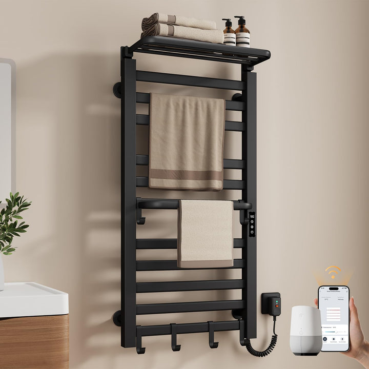 EMKE Elektrischer Badheizkörper 100x50 cm, 280W Handtuchwärmer mit WLAN-App-Steuerung, Kohlefaser Ha