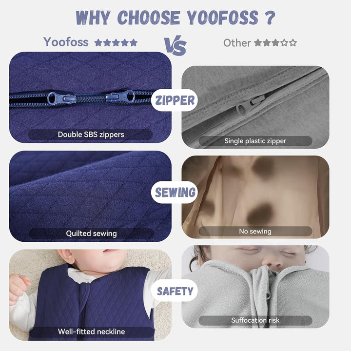 Yoofoss Schlafsack Baby Winter 2.5 Tog - 84cm/12-18 Monate Winterschlafsack Baumwolle Babyschlafsack