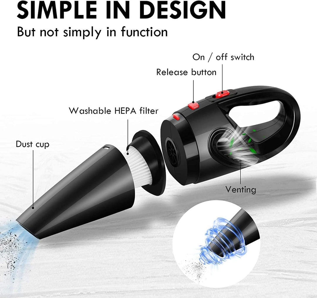 Handstaubsauger, Kabellos Handstaubsauger Akku, 9000PA Mini Autostaubsauger USB Aufladbar Tragbar Le