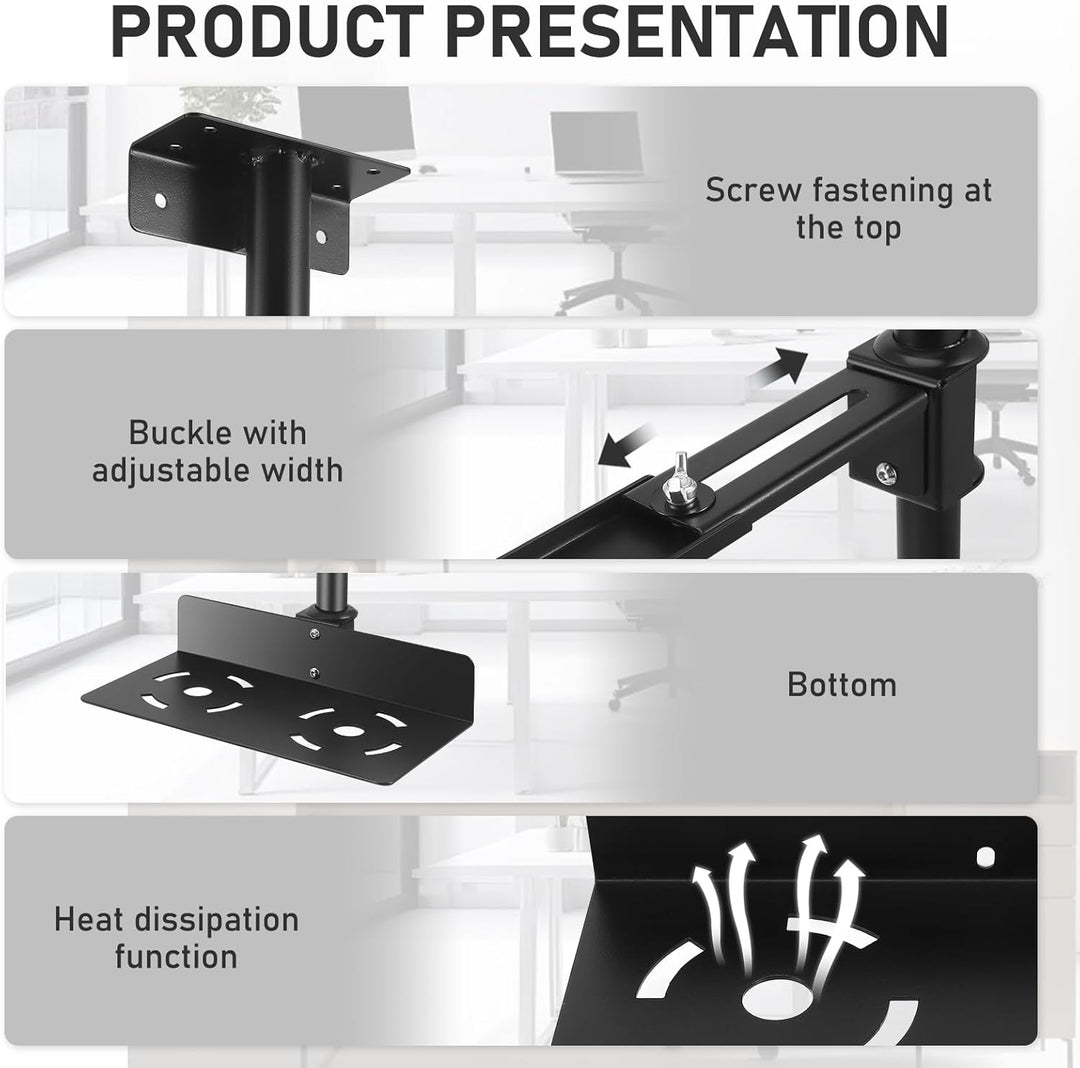 PC Halterung Unter Schreibtisch,PC Halterung,Einstellbare Höhe 50–530 Mm,Breite 135–225 Mm,Bis Zu 35