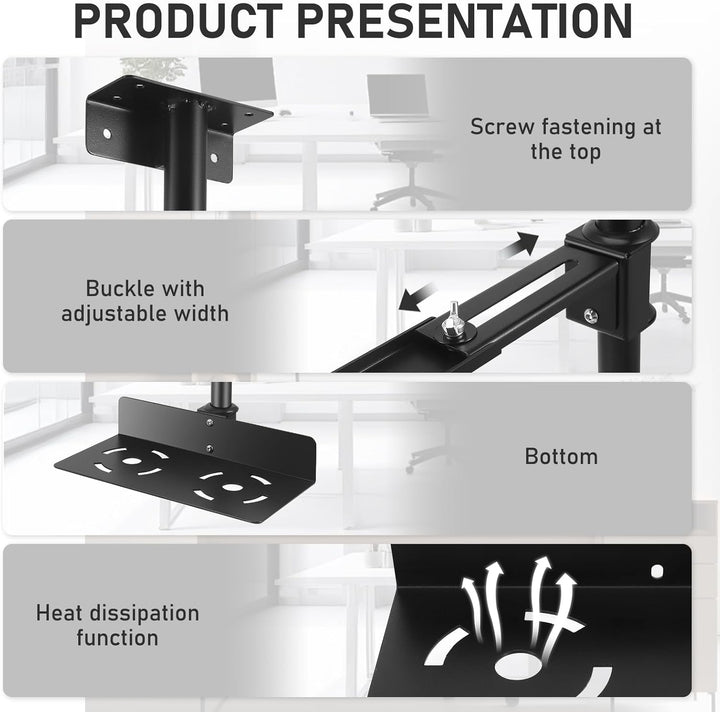 PC Halterung Unter Schreibtisch,PC Halterung,Einstellbare Höhe 50–530 Mm,Breite 135–225 Mm,Bis Zu 35
