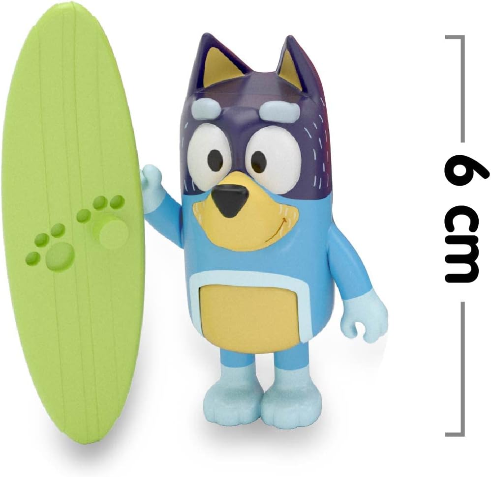 Giochi Preziosi Bluey Auto 4 x 4 Familienfahrzeug, inklusive Papa Bandit Hoch, ca. 8 cm und 2 Surfbr