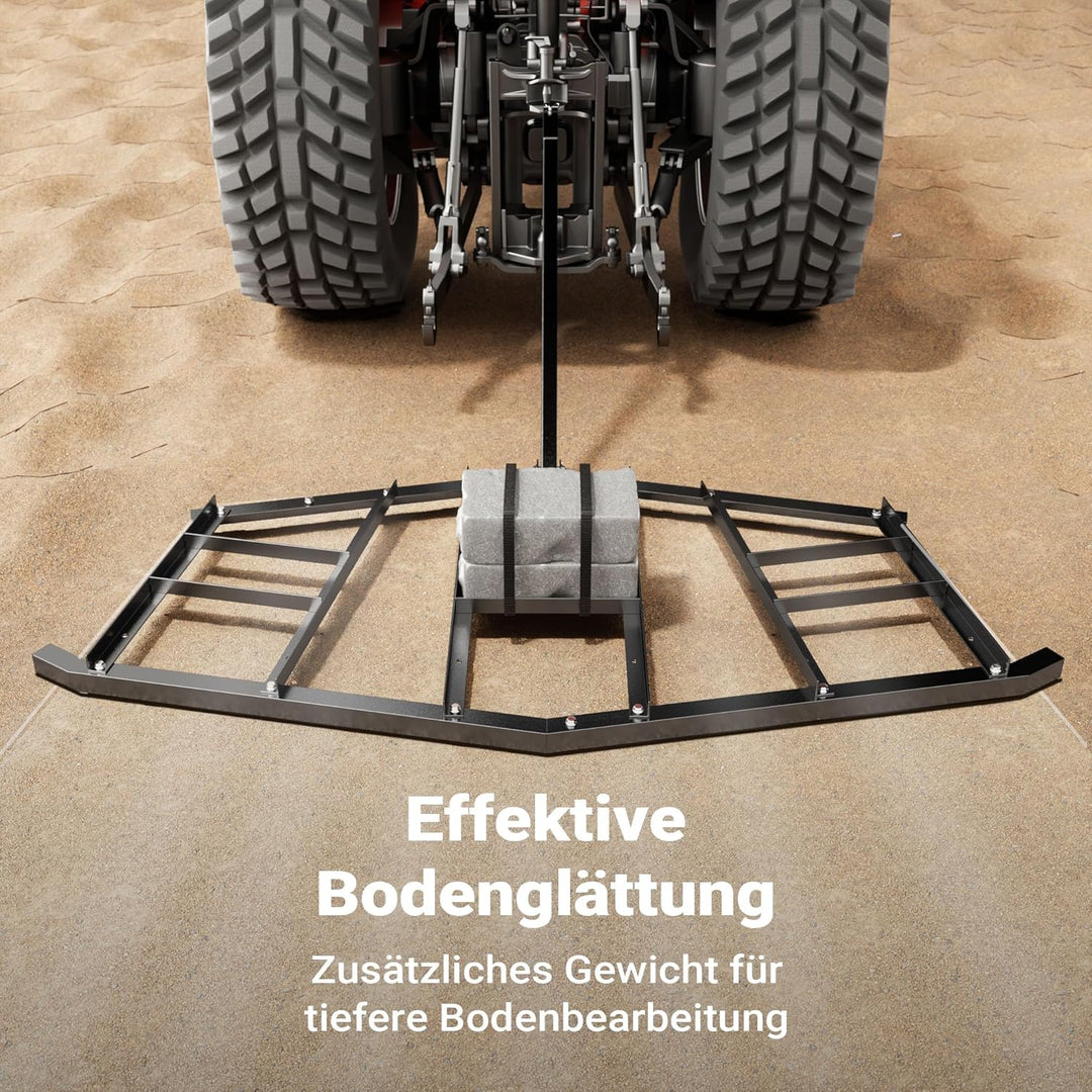 Wiltec Schleppegge 217 x 106 cm, Wiesenegge für Rasentraktor, ATV und UTV, Wiesenschleppe zur Bodenb