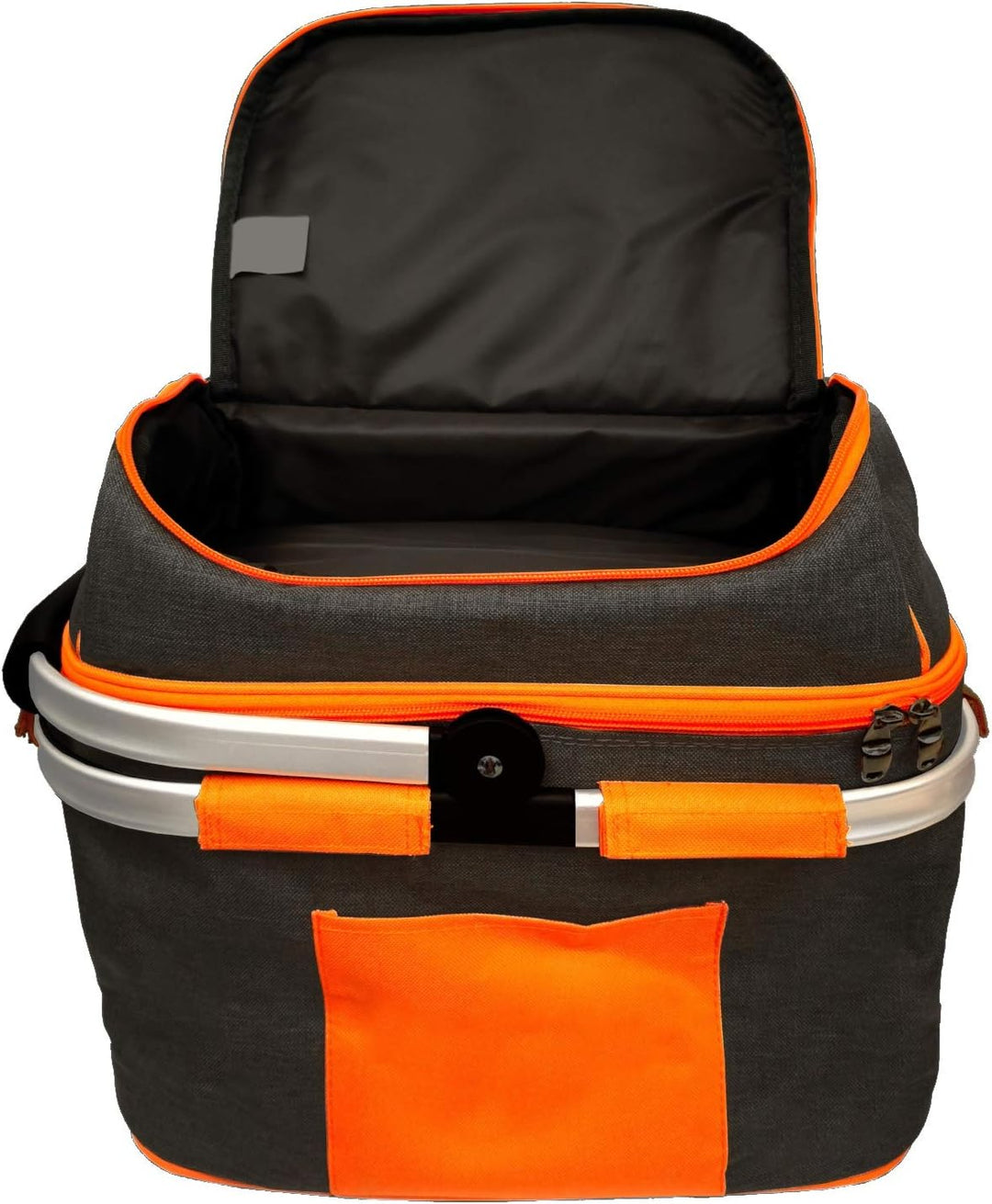 SVITA Picknickkorb 25l Thermo Einkaufskorb mit Kühlfunktion Kühlbox Kühltasche Grau