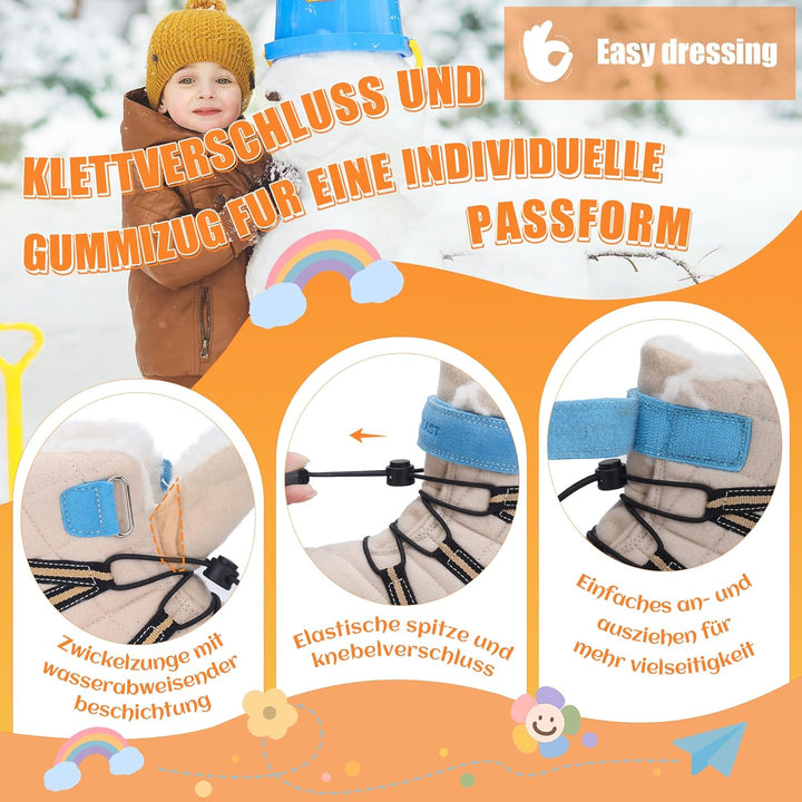 visionreast Winterstiefel Mädchen Winterschuhe Kinder Junge Wanderschuhe mit Wollfutter Schneestiefe