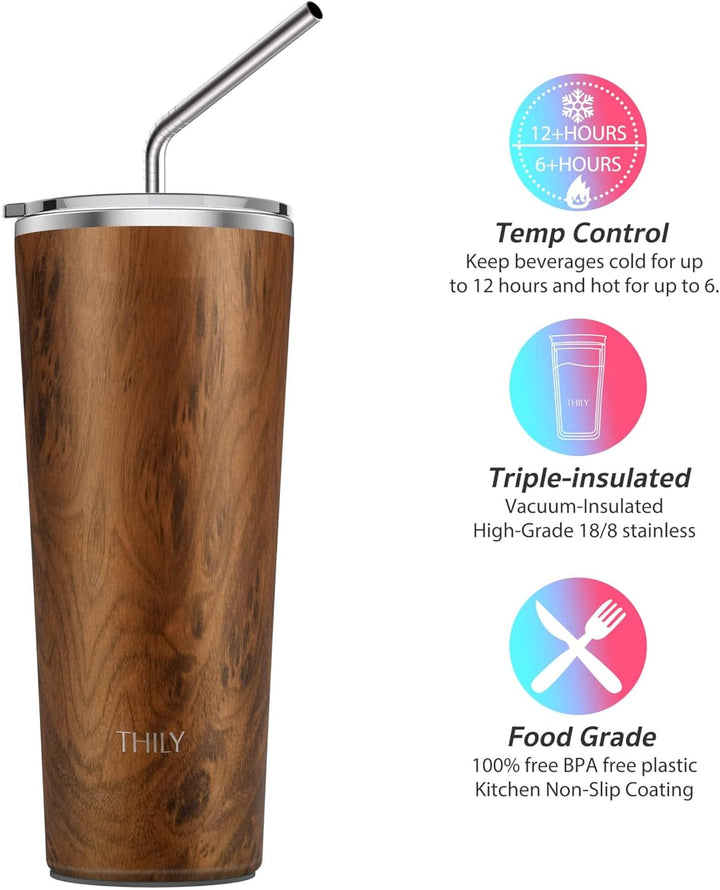 Vakuumisolierter Edelstahlbecher – THILY 780 ml dreifach isolierter Reisebecher mit spritzwassergesc