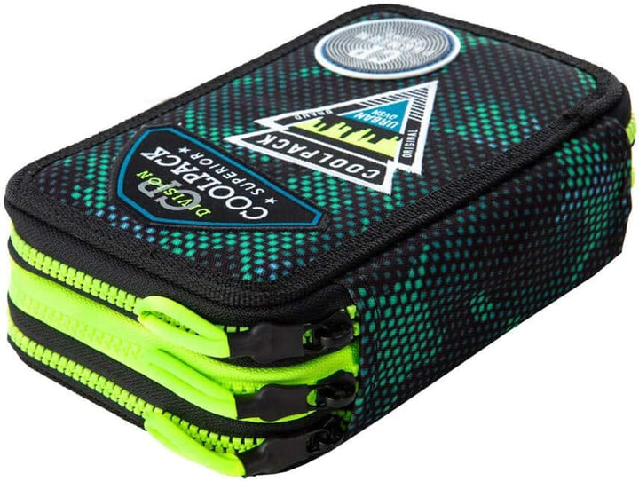 CoolPack 3-Fach 44-teilig Mäppchen Federmappe Federtasche, Green Badges B67151 XXL Federtasche, fede