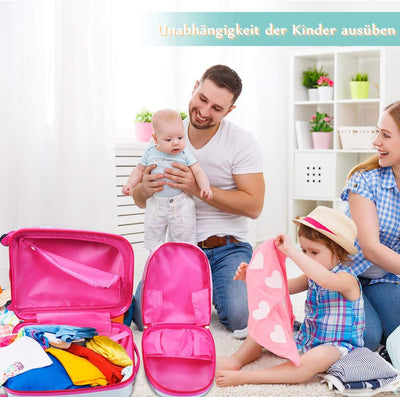 RELAX4LIFE Kinderkoffer mit Rollen, 2 TLG Kinder Kofferset, Koffer(16 inch) + Rucksack(12 inch), Rei