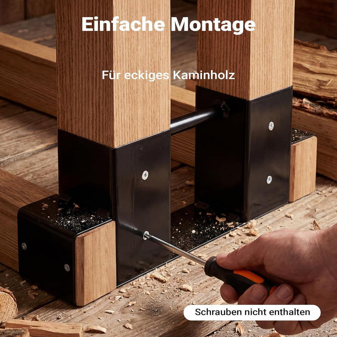 Wiltec Holzstapelhilfe für Kaminholz im 2er Set, Brennholz Stapelhilfe Gestell für Holz