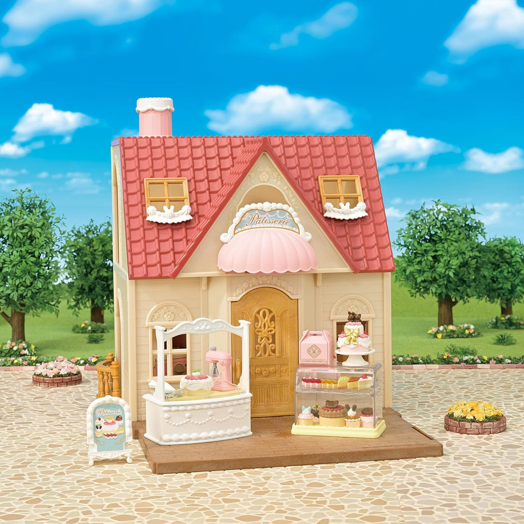 Sylvanian Families 5807 Dorfkonditorei Set für Starter Haus, Ergänzungsset inklusive Backofen mit Fu