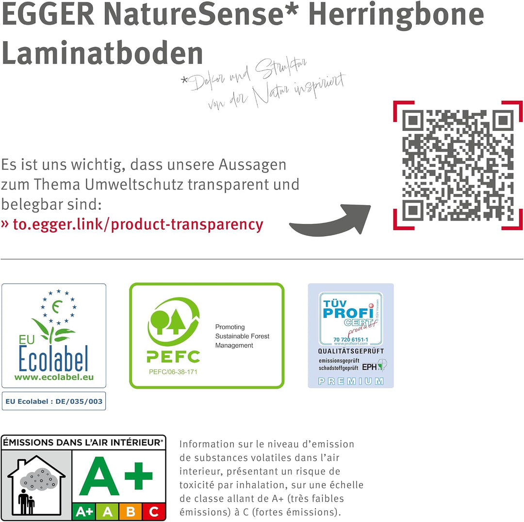 EGGER NatureSense Herringbone Laminat EL2133 Baronia Eiche sand 840x168x8mm (1,976m²) 1,976m² | Bode
