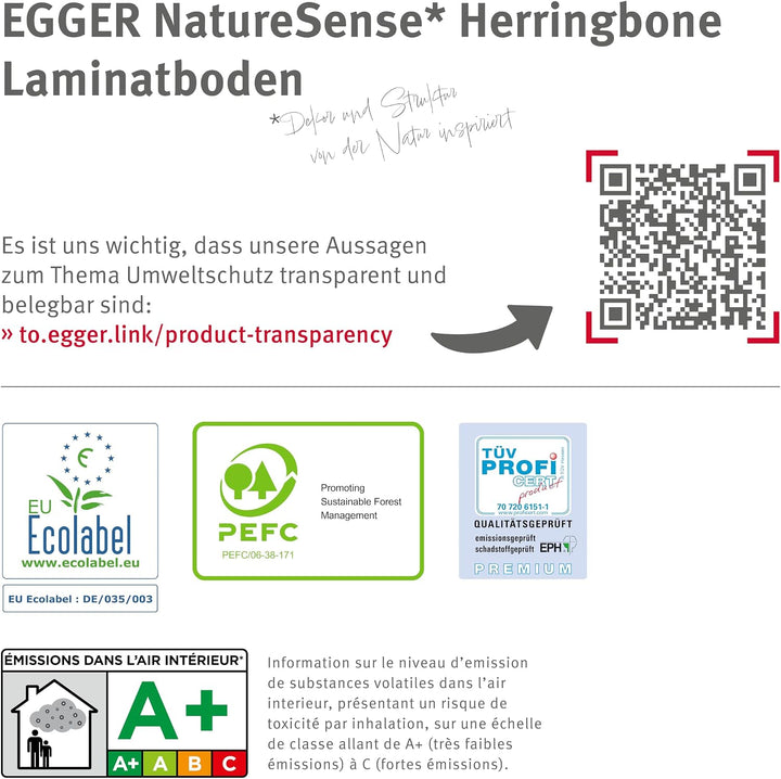 EGGER NatureSense Herringbone Laminat EL2133 Baronia Eiche sand 840x168x8mm (1,976m²) 1,976m² | Bode