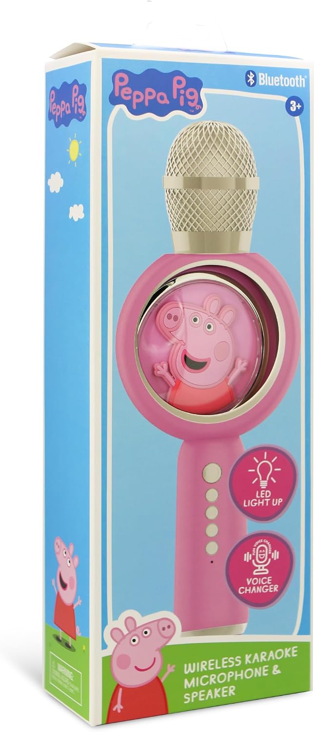 OTL Technologies Karaoke-Mikrofon mit kabellosem Lautsprecher Peppa Pig mit LED-Licht, POPSING Farbe