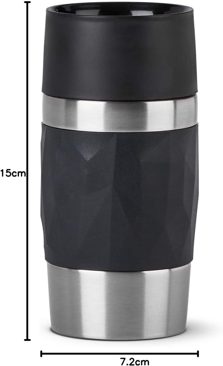 Emsa Travel Mug Compact Thermobecher 300 ml, Isolierbecher Edelstahl, Kaffeebecher to go, 3h heiss,