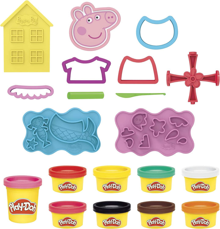 Play-Doh Peppa Wutz Stylingset mit 9 Dosen und 11 Accessoires, Peppa Wutz Spielzeug für Kinder ab 3