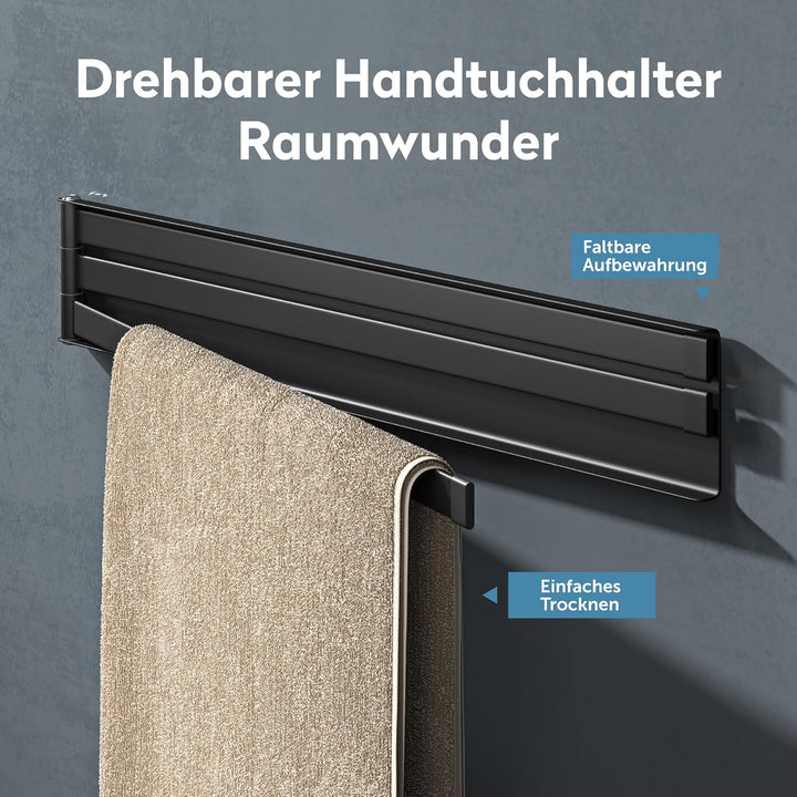 doporro Handtuchhalter ohne Bohren, 40 cm Handtuchhalter selbstklebend & magnetisch, 180° schwenkbar