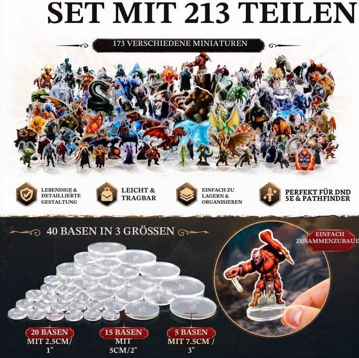 DND Miniatures Dungeons and Dragons Starter Set 170 Minis für DND 5E Maps Pathfinder Accessories Fla