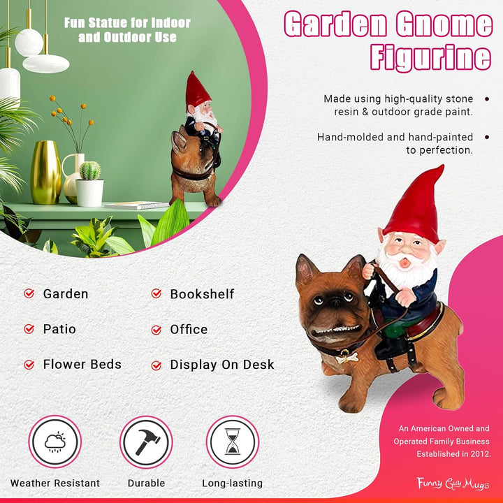 Funny Guy Mugs Gartenzwerg und eine französische Bulldogge Statue - Innen- und Aussenbereich Gartenz