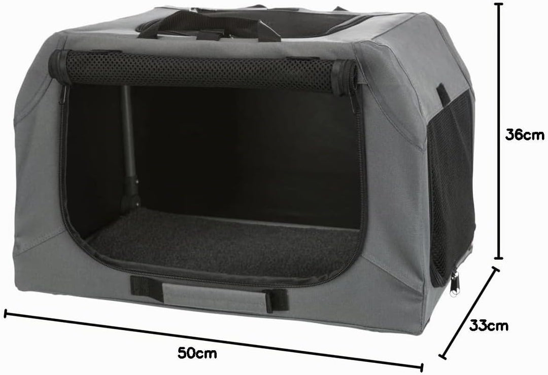 Trixie soft kennel easy reisbench grijs (50X36X33 CM)